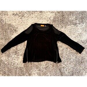 Patrizia Luca Milano Women's Black Cold Shoulder Long Sleeve Tunic 2XL